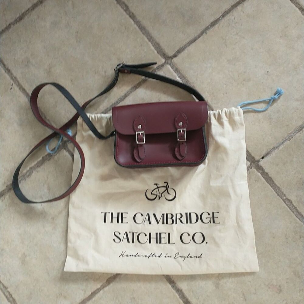 New The Cambridge Satchel Bag Small Leather & Dust Bag Burgundy Brown England